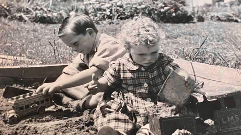 Sharman and her brother, growing up in West Auckland.
