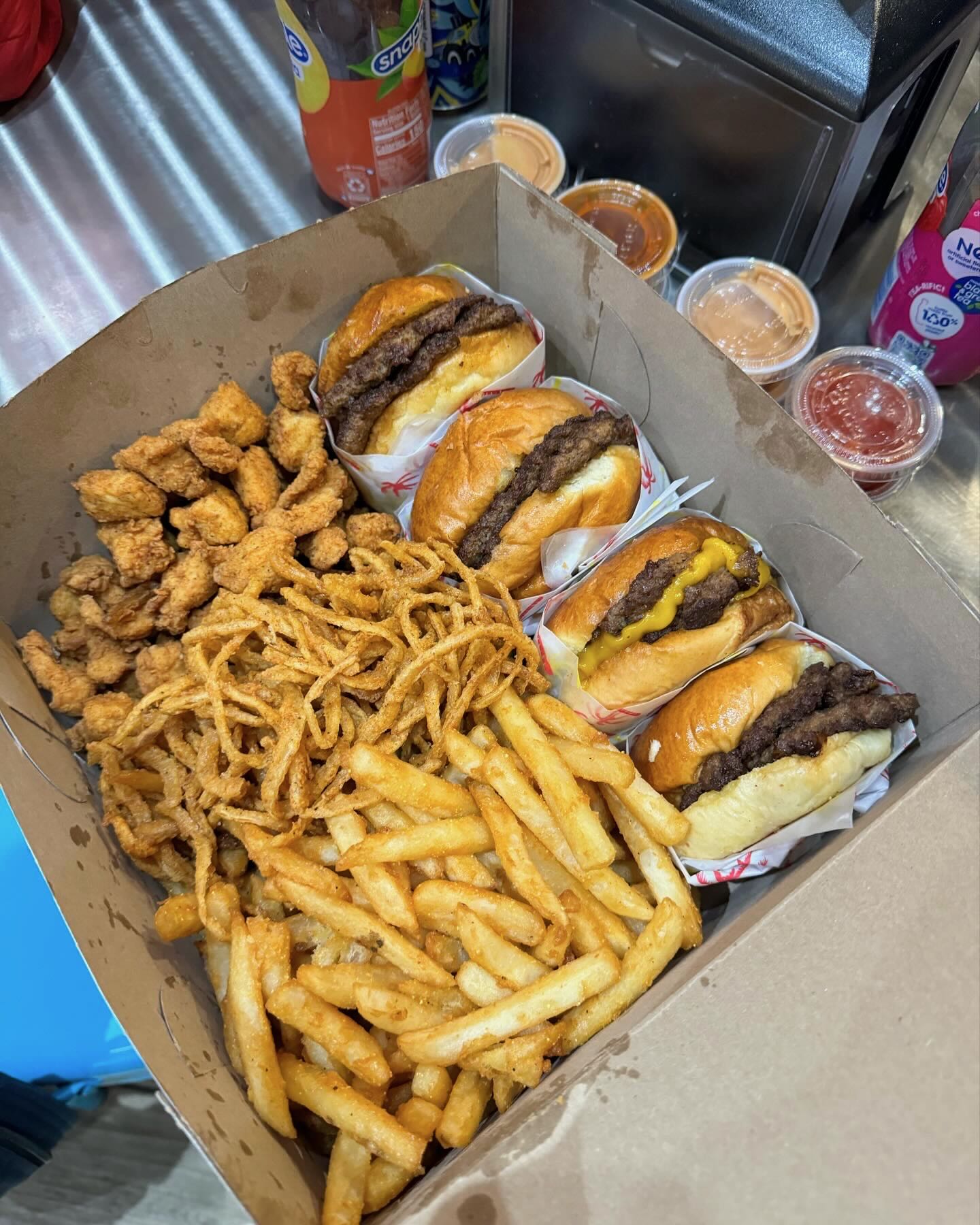 Smash House kosher burger and fries box