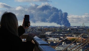 St Petersburg oil facilities burn as Ukraine launches drones at Russia