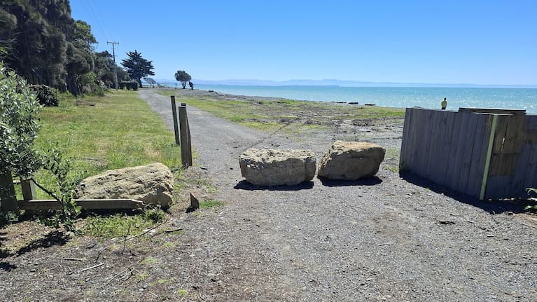 Three limestone boulders are now blocking vehicle access to the entrance of the abandoned Clifton Camp No 1.