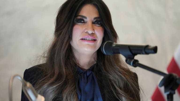 US Ambassador to Greece Kimberly Guilfoyle speak during a dedication ceremony at the chancery of the US Embassy.
