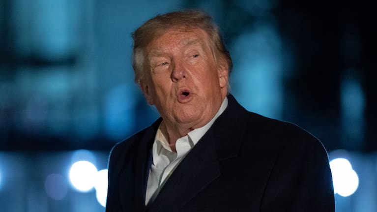 US President Donald Trump speaks upon arrival at the White House on October 8, 2026.