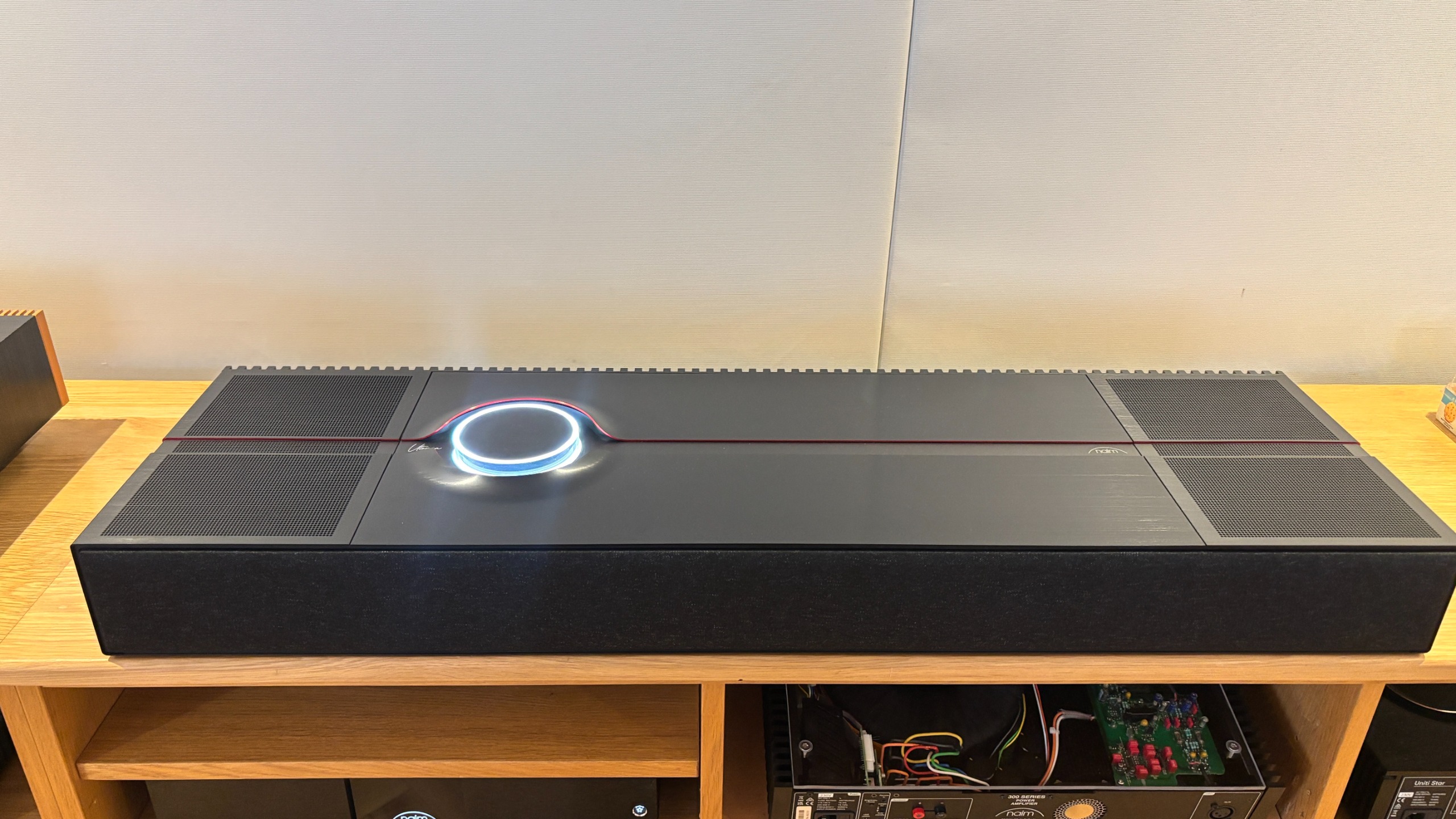 Naim Mu-so Utopia all-in-one system in black in a demo room