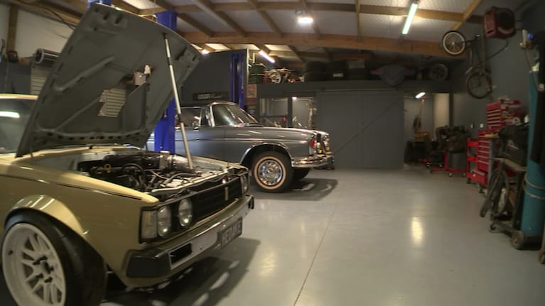 Vehicles being modified.