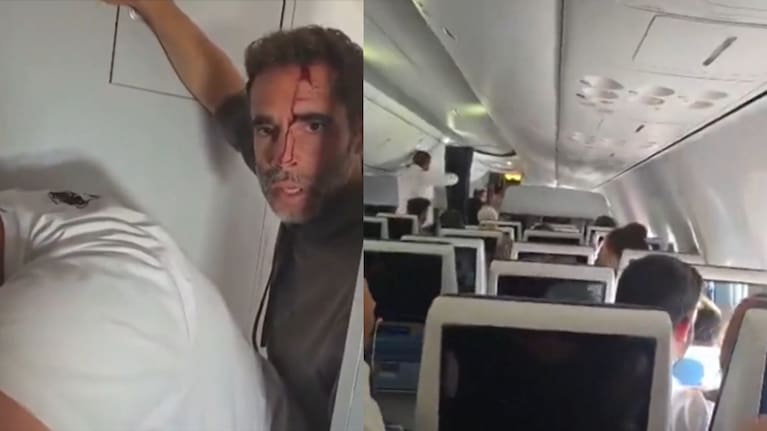 Video footage circulating on social media showed two men on the plane's floor, bloodied and wounded.
