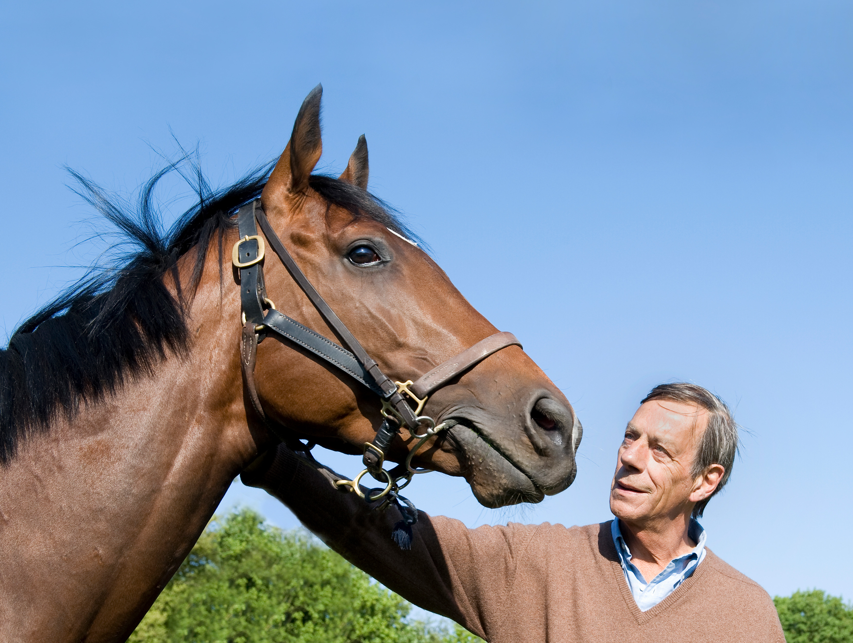 Horse racing trainer Henry Cecil with Frankel.