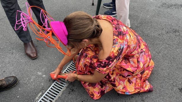 Louisa Murphy's designer shoe got stuck in a drain on Ladies Day at the Galway Races