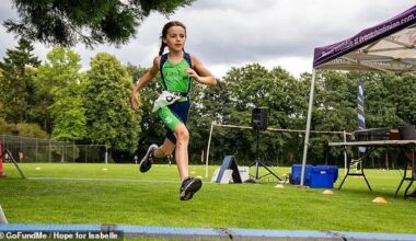 Isabelle Vella (pictured), of Cambridgeshire, was once a 'carefree, adventurous and happy' child who enjoyed partaking in triathlon events and spending time with her friends. But after complaining of leg pains, in April she was diagnosed with Osteochondroma, a rare bone cancer