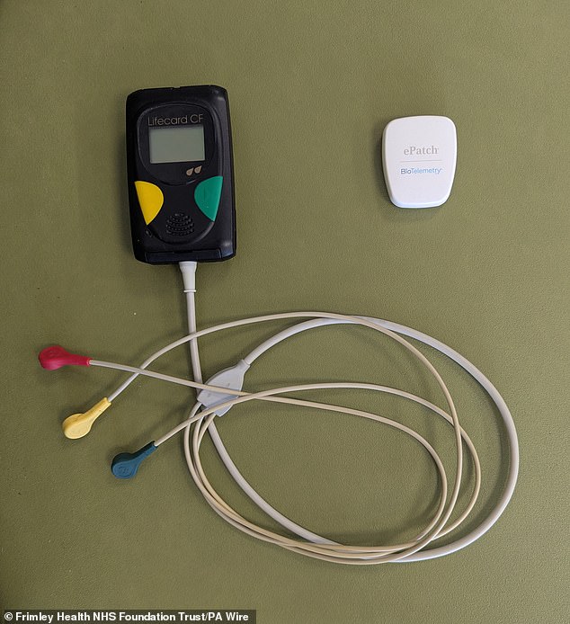Frimley Health NHS Foundation Trust, in Surrey, is the first hospital in the country to roll out the device (pictured), with hopes that it will soon be used across other NHS trusts. The Trust said it will still use traditional devices, known as Holter monitors, on some patients who are in hospital. But many outpatients will be able to access the new ePatch to use at home