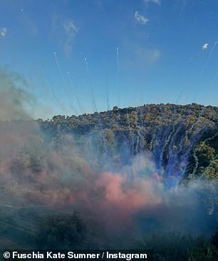 Following the ceremony, colour bomb fireworks flew into the sky