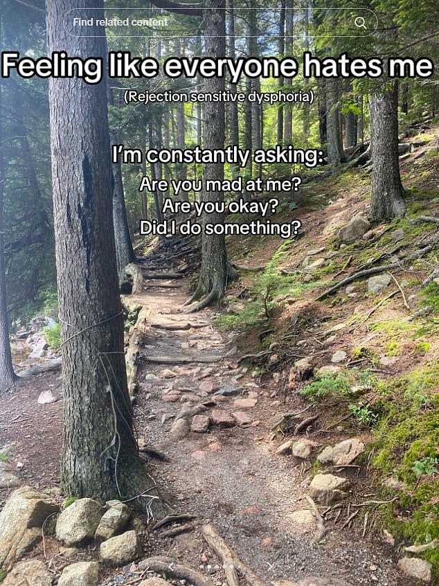 In a recent TikTok video she claimed the question can be a sign you have the condition ADHD