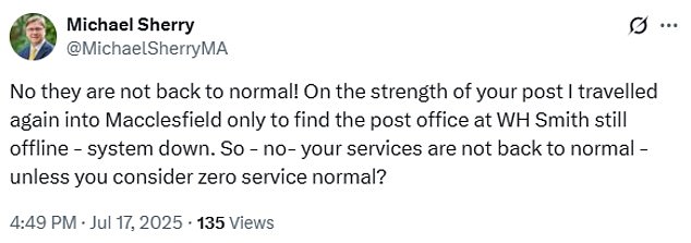 It is not yet known what caused the outage, but the Post Office told Metro that it is 'not cyber related'