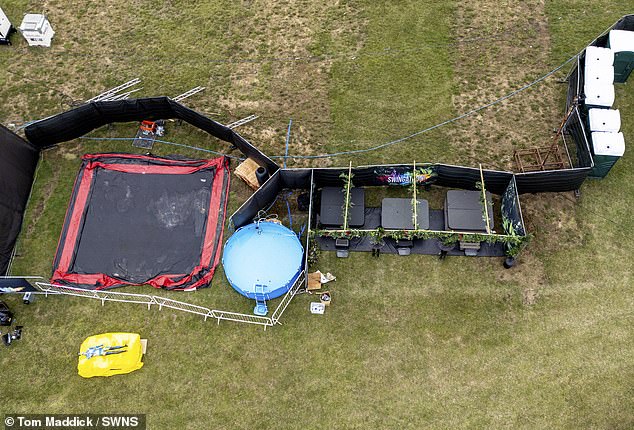 Hot tubs pictured on the left at the site. The festival says it celebrates a broad range of adult alternative lifestyles, including LGBTQ+ identities, consensual non-monogamy, kink, and more.