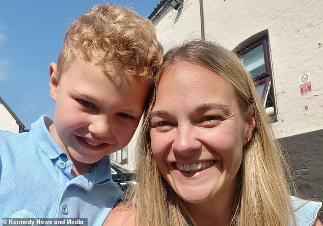 The mother Naomi Rivers, 35, with her seven-year-old son Eli Jepson who needed the surgery