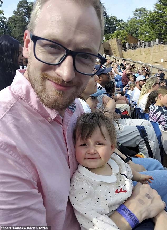 Ms Gilchrist insists that medical professionals at Worcestershire Royal Hospital 'didn't pay any attention to me' and that she only survived her horrific ordeal due to Mr Marshall, a technology professional, noticing the signs. Pictured: Mr Marshall and the couple's daughter Layla