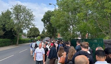 Lancashire blamed fans after the Barmy Army shared a photo showing fans queuing on the streets before the fourth Test got underway