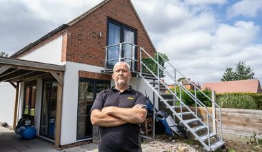 A gas engineer has illegally chopped down a protected willow tree and built an sprawling two-storey 'man cave' in his back garden