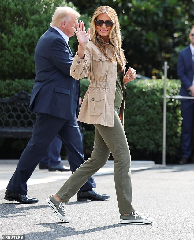 Most recently, she sported a pair of gray Chuck Taylors when she accompanied her husband to Texas to visit devastation from the flash floods