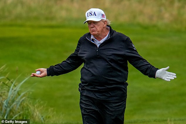The president's visit to Turnberry is part of a private five-day trip to Scotland, which began on Friday night