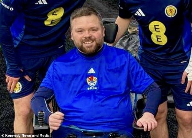 Colin (pictured) was tetraplegic after he had an accident 14 years ago and needed two essential carers to accompany him on the flight, whose tickets he paid for
