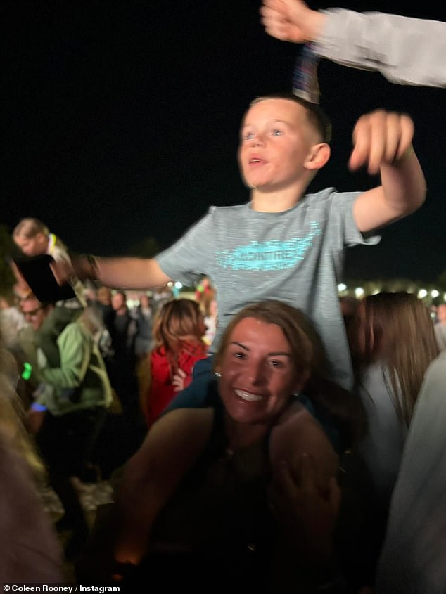 Coleen Rooney had the time of her life as she lifted her youngest son Cass on to her shoulders at Together Again Festival over the weekend