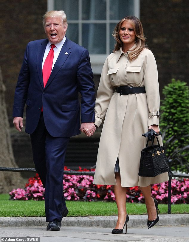One of, if not the most, expensive pieces in Melania's closet appears to be the Hermès Matte Niloticus Crocodile Birkin 25 in Black