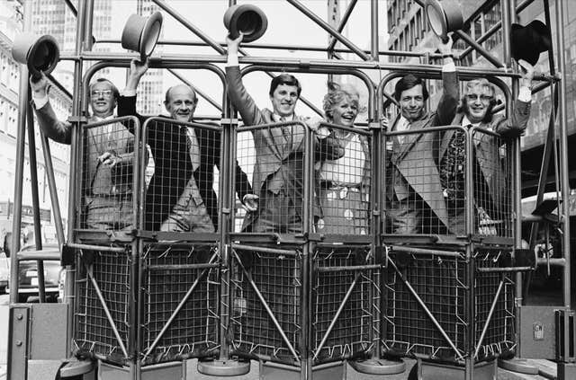 Derek Thompson (second right) and John McCririck (right) with their ITV colleagues 