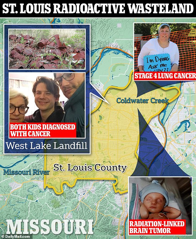 The above map shows areas in St Louis County that have been plagued with clusters of rare cancers and other chronic illnesses