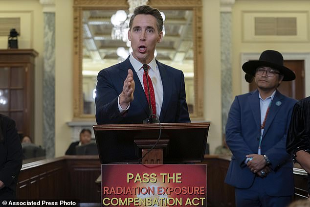 Senator Josh Hawley, R-Mo spoke about  the Radiation Exposure Compensation Act during a news conference on Capitol Hill in Washington last September