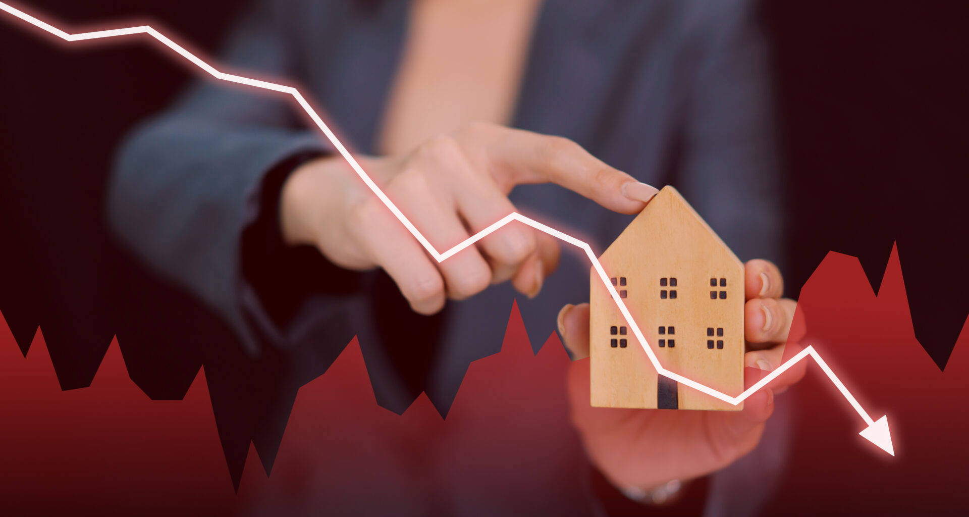 Economic recession and house price crisis concept