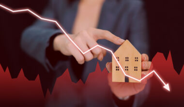 Economic recession and house price crisis concept