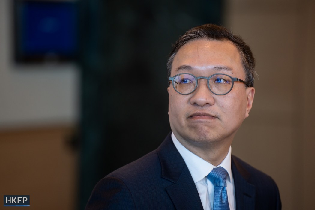 Secretary for Justice Paul Lam meets the press at the Rule of Law for the Future, the finale of Hong Kong Legal Week 2023 on November 10, 2023. Photo: Kyle Lam/HKFP.