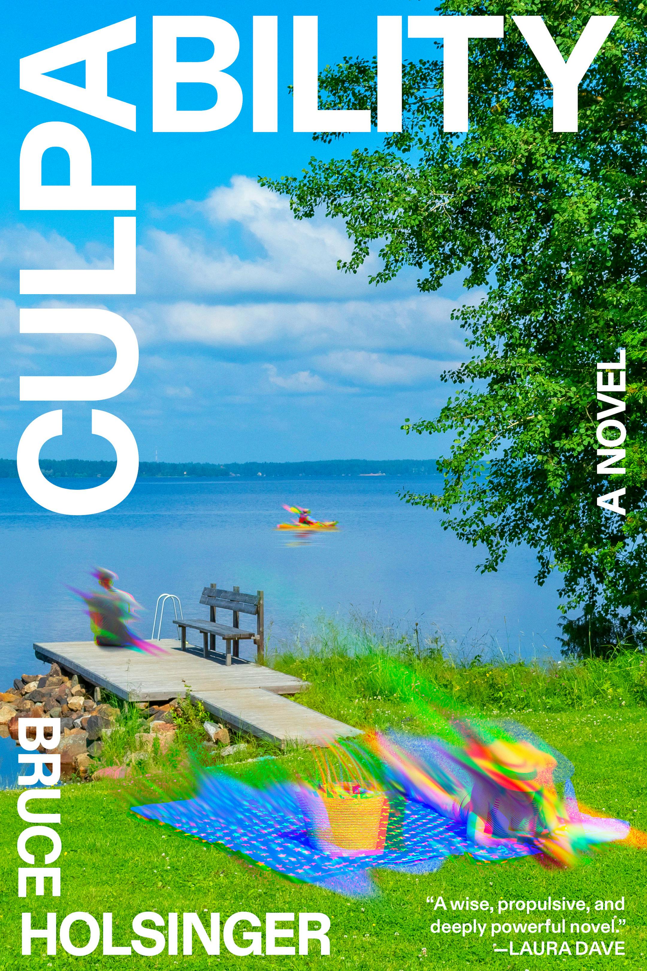 cover of Culpability is a brightly-colored image of people on a lake but the images are glitching and blurred.