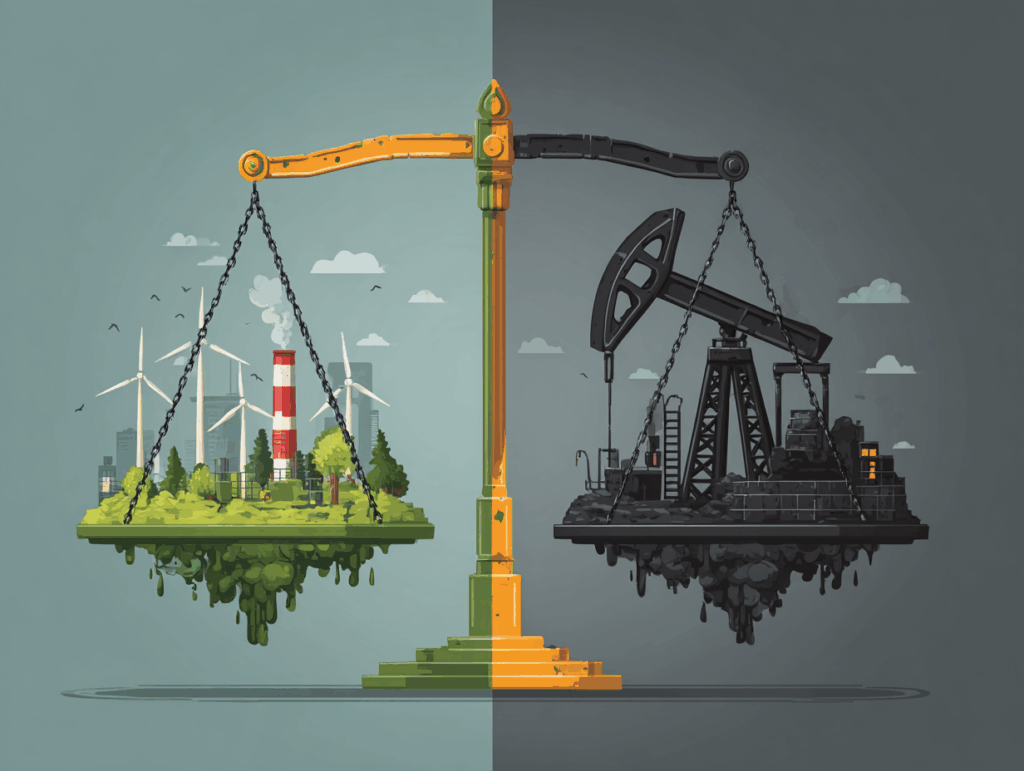 a scale showing renewable energy weighed vs fossil fuels