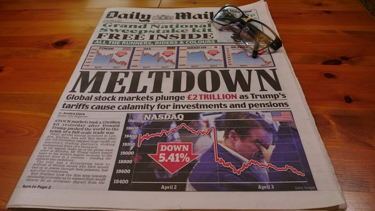 front page of daily mail newspaper from april 2025 with the headline 'meltdown'
