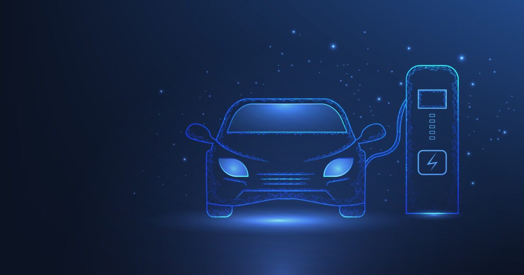 Graphic of an electric vehicle charging