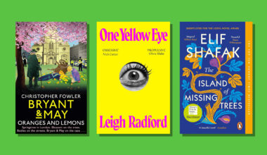 Book covers of Bryant &amp; May, One Yellow Eye and The Island of Missing Trees