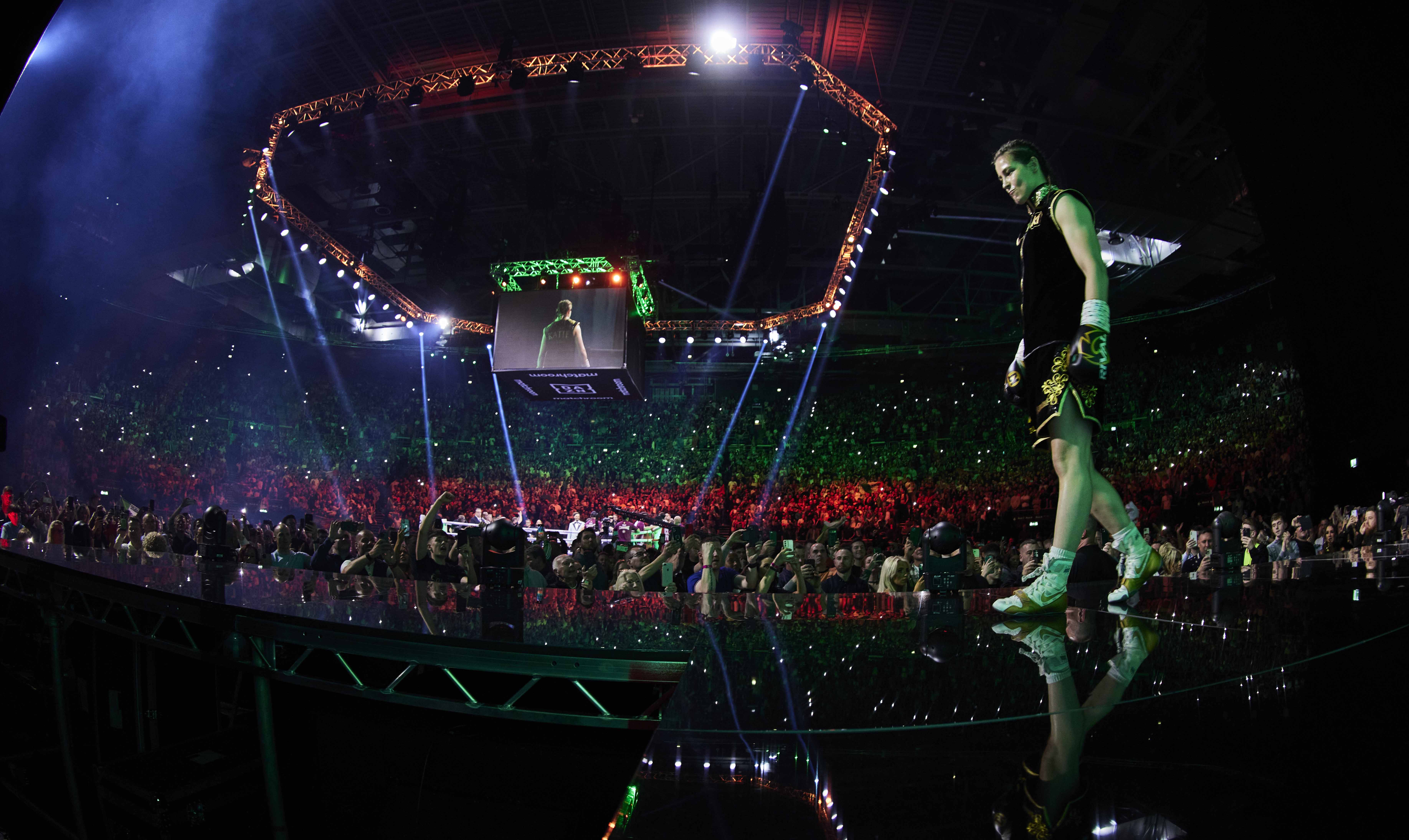 Katie Taylor ring walk at a boxing match.