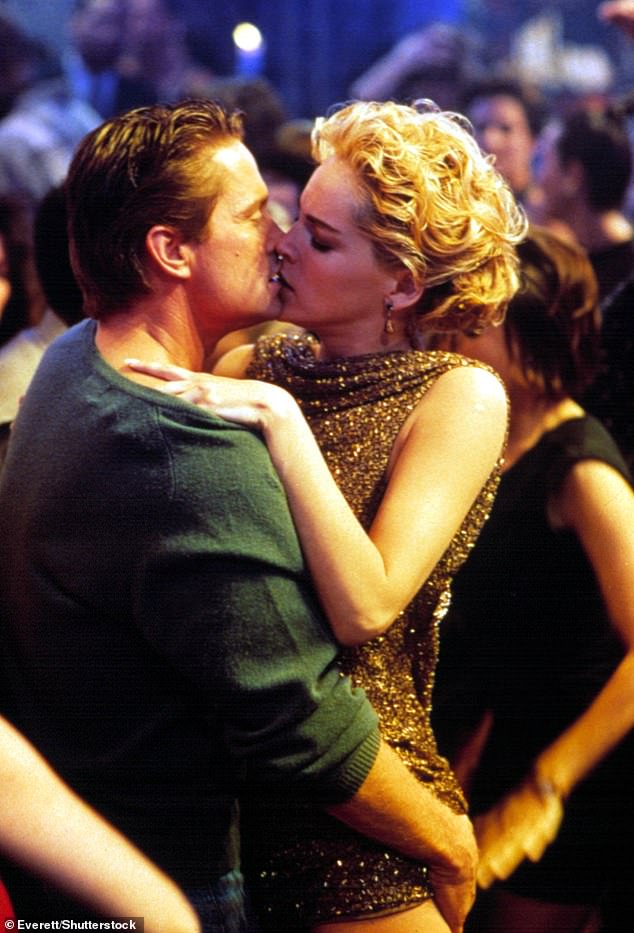 Michael Douglas has refuted claims made by Sharon Stone that they had a blazing row prior to meeting on the set of their erotic thriller Basic Instinct; pictured in the 1992 film