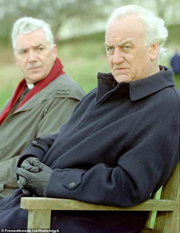 The Irish Cultural Centre announced his death in a heartfelt statement, declaring Grimes as 'one of Ireland's greatest actors' Pictured left in 1999's Plastic Man with John Thaw, right