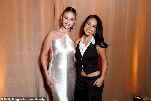 Selena was seen with singer Becky G at the launch party, as well as Love Island USA stars