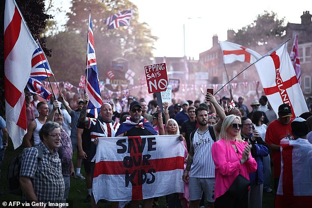 Protests began outside the hotel a month ago (protesters on August 8 pictured)