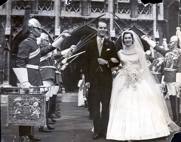 Susan Wright and Major Ronald Ferguson's wedding day in 1956