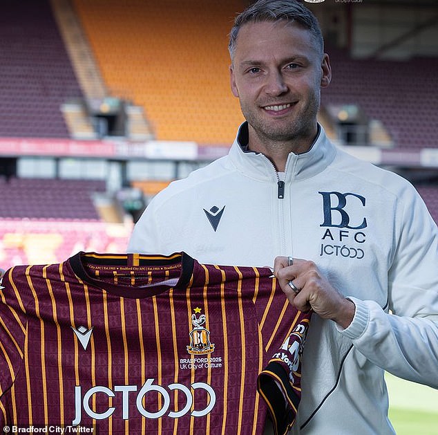 Just hours later, the Hatters' League One rivals Bradford City announced they had signed the former Man United star