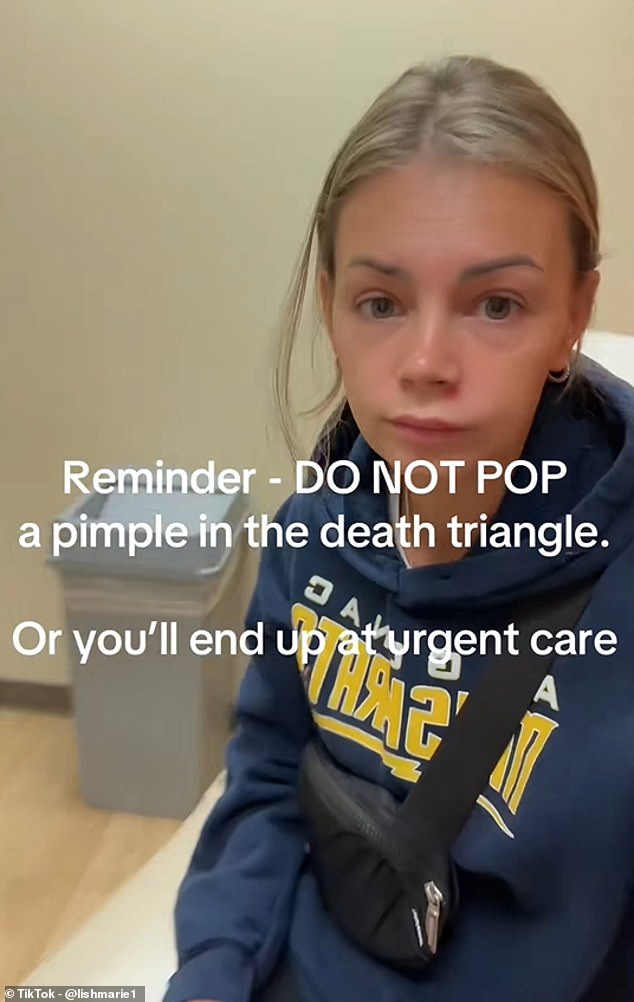 The warning comes on the back of one American woman who was hospitalised and suffered facial paralysis after attempting to pop a pimple just below her left nostril using her nails