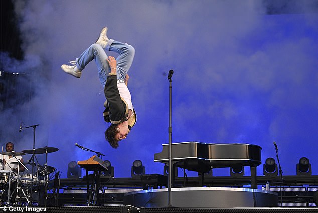 Some of Boone's fans flipped out when they saw the stage design;  Pictured in New York City in June