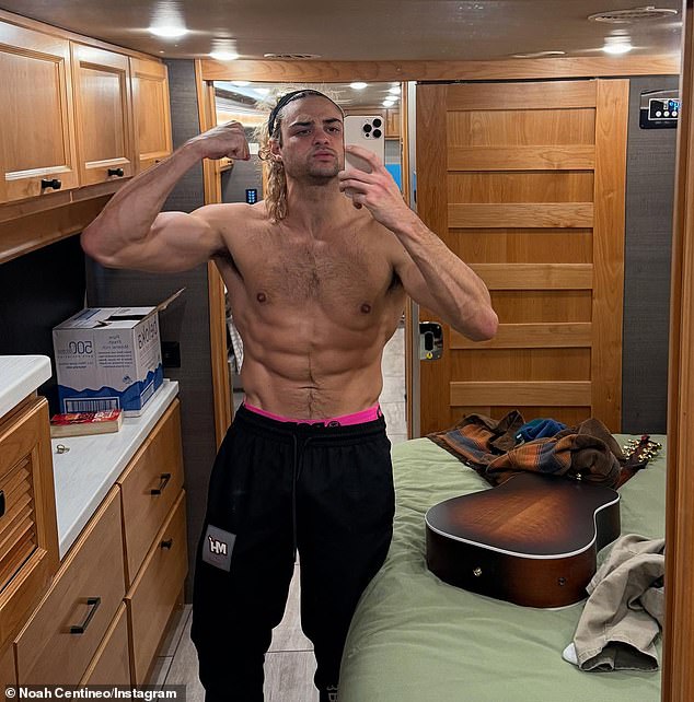 To All the Boys alum Noah Centineo shared a shocking selfie of himself flexing his bulging biceps and six-pack abs on the Sydney, Australian set of Legendary's reboot of Street Fighter on Monday