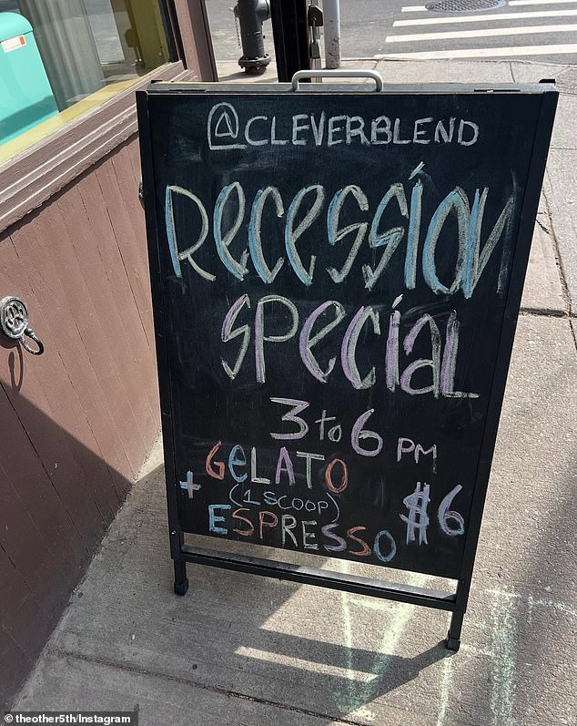 A coffee shop in Brooklyn is currently advertising a $6 gelato and espresso 'recession special'