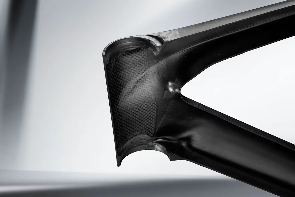 Trek Madone SLR 9 AXS 1x Gen 8 frame detail showing internal carbon.