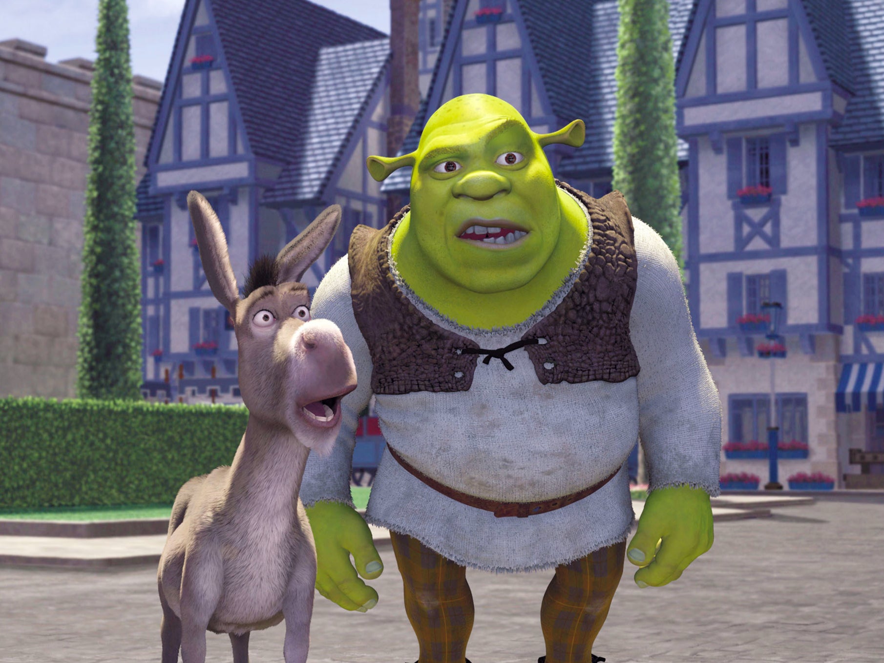 Donkey (Eddie Murphy) and Shrek (Mike Myers) in the original Shrek